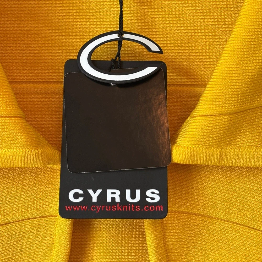 NEW Cyrus Knits Lemon Yellow Bolero Crop Sweater Md Stretch Silver Rhinestones - Picture 5 of 7